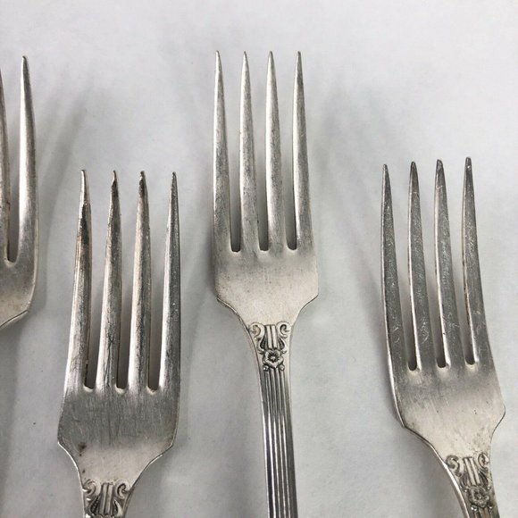 6 Grille Forks 7 1/2 Inch Wm A Rogers Oneida Sectional Lido Silverplate VTG Lot - Picture 7 of 12
